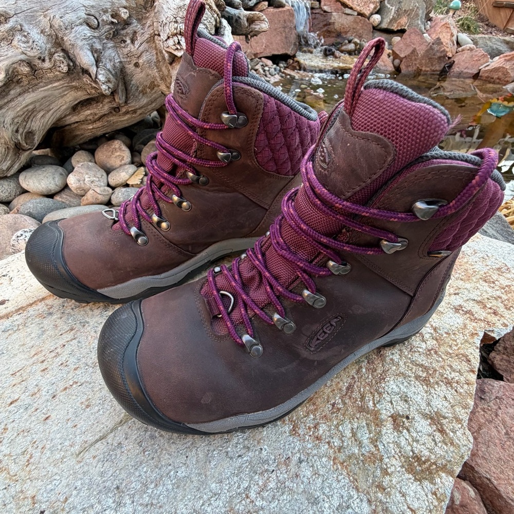 KEEN Revel III Womens 9 Waterproof Insulated Winter Boots Hiking Brown - Picture 4 of 8